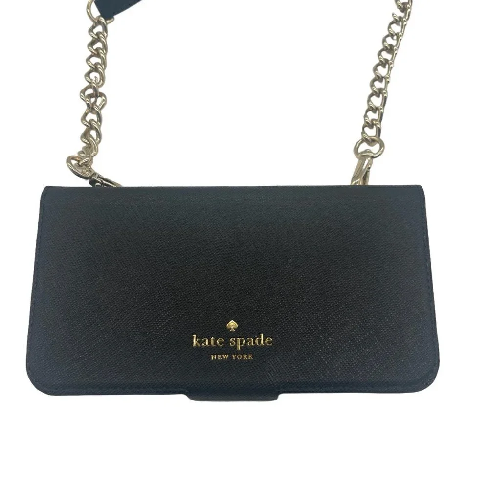 Kate Spade Saffiano Leather iPhone X Crossbody Wallet – Black